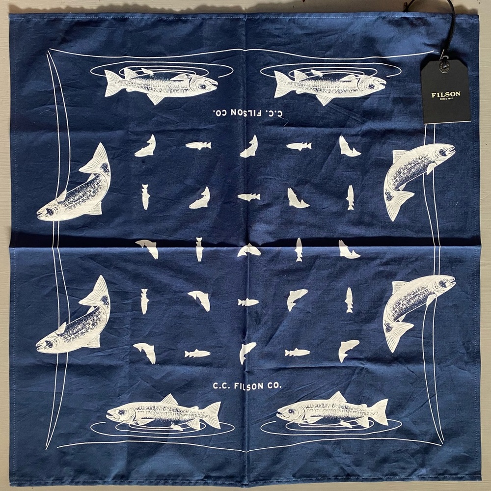 New Filson Blue Salmon Bandana 25”x25”